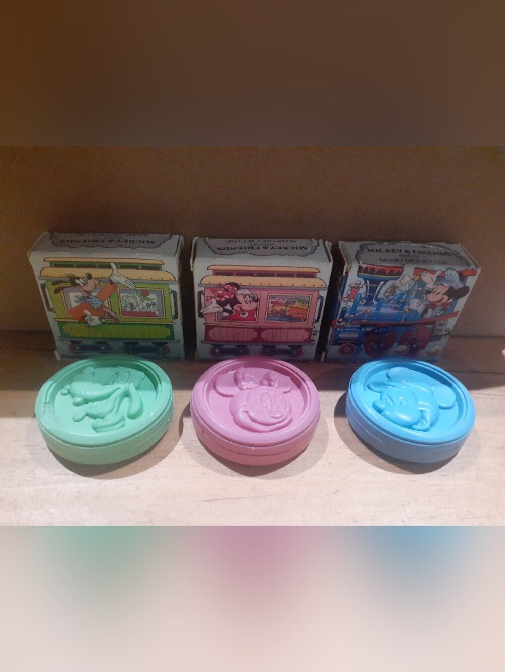 Vintage Avon Disney Mickey & Friends Soap Set Train Theme Goofy Mickey Minnie